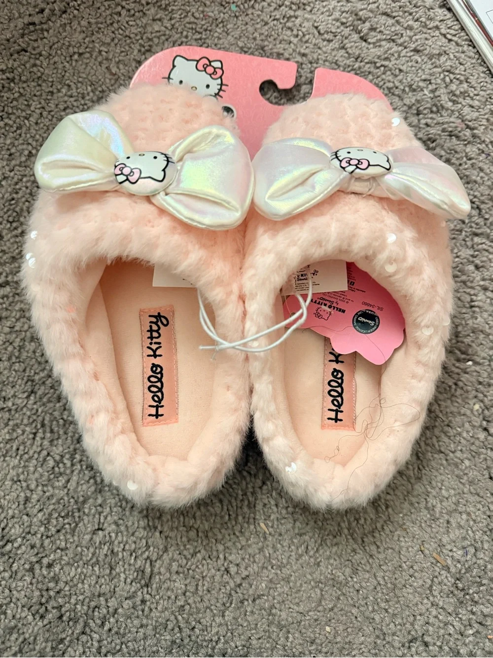Hello Kitty Plush Pink Bow Slippers